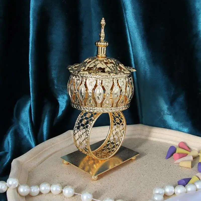 

Metal Incense Burners Censer Electroplate Golden Iron Buddhism Home Tea House Decor Yoga Studio Hotel Desk Decoration