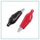 Зажимы для испытаний типа крокодил, 20 шт., 28 мм, черный, красный, с мягким пластиковым покрытием