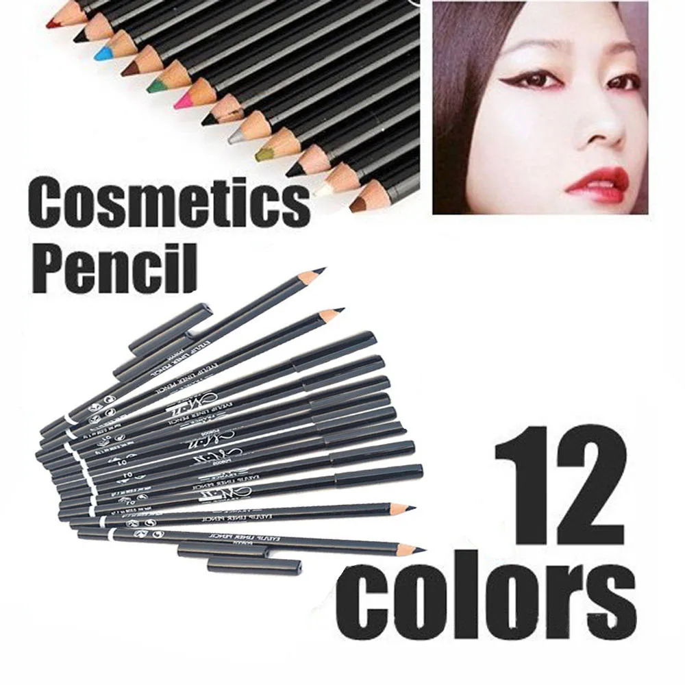 12 шт./лот красочные/черные макияж Красота Подводка для глаз карандаш косметика