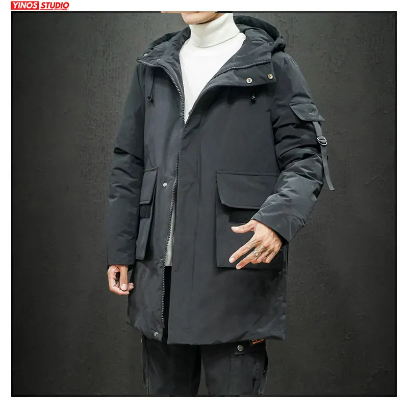 Прямая поставка Мужская Уличная одежда удлиненные парки с воротником-черепахой