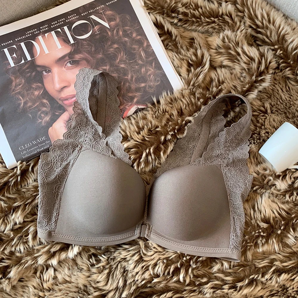 

Underwear women's steel-free ring gathered on the front of the buckle back bra gathered thin adjustment of the small bra