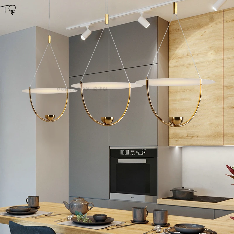 Nordic Post Modern Minimalist Line Pendant Lights Gold Lustre Designer Art Decor Individual Light Fixtures Restaurant Hall Cafe | Лампы и