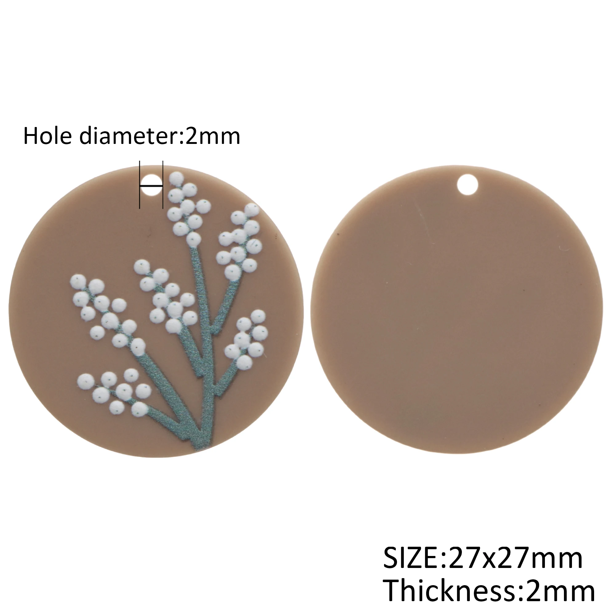 3D рельефный акриловый цветок с плоской задней стороной из смолы отверстием 1 шт.