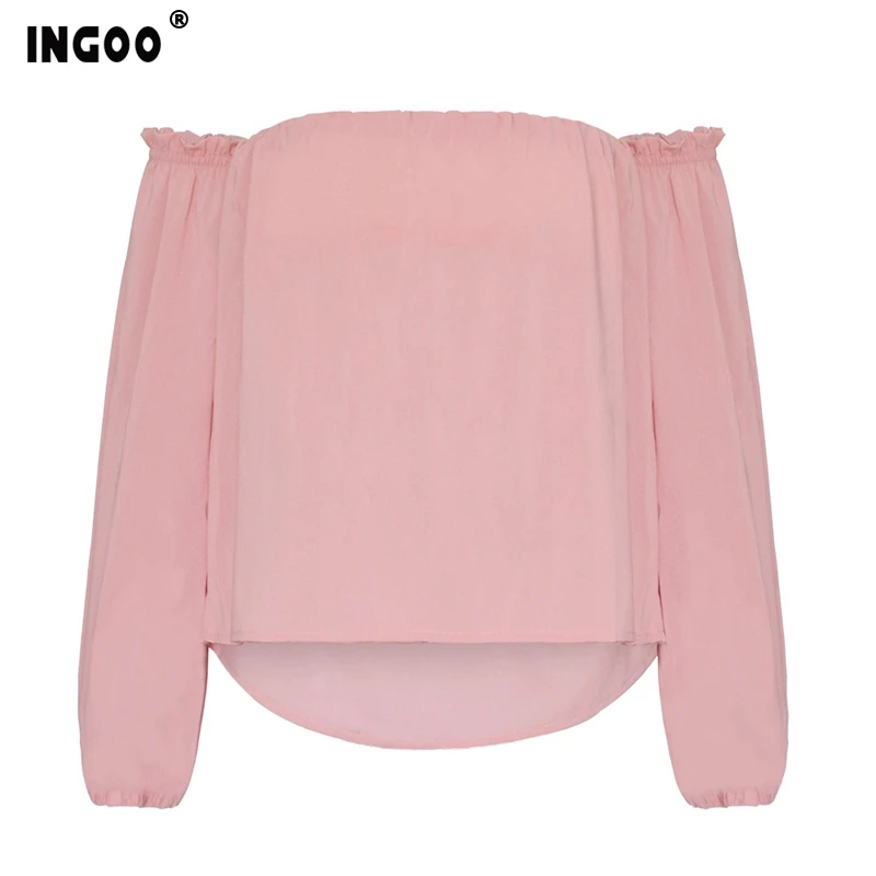 INGOO сексуальная женская рубашка без бретелек элегантная открытая спина рукав