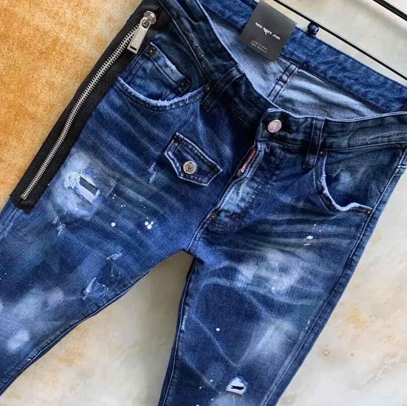 2021 New ripped jeans classic,Authentic DSQUARED2,Retro,Italian brand ,Women/Men Jeans,locomotive,Jogging jeans,DSQ007