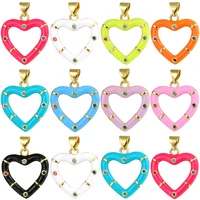 juya handicraft rainbow crystals colorful enamel love heart charms for diy women kids christmas lovely pendant jewelry making