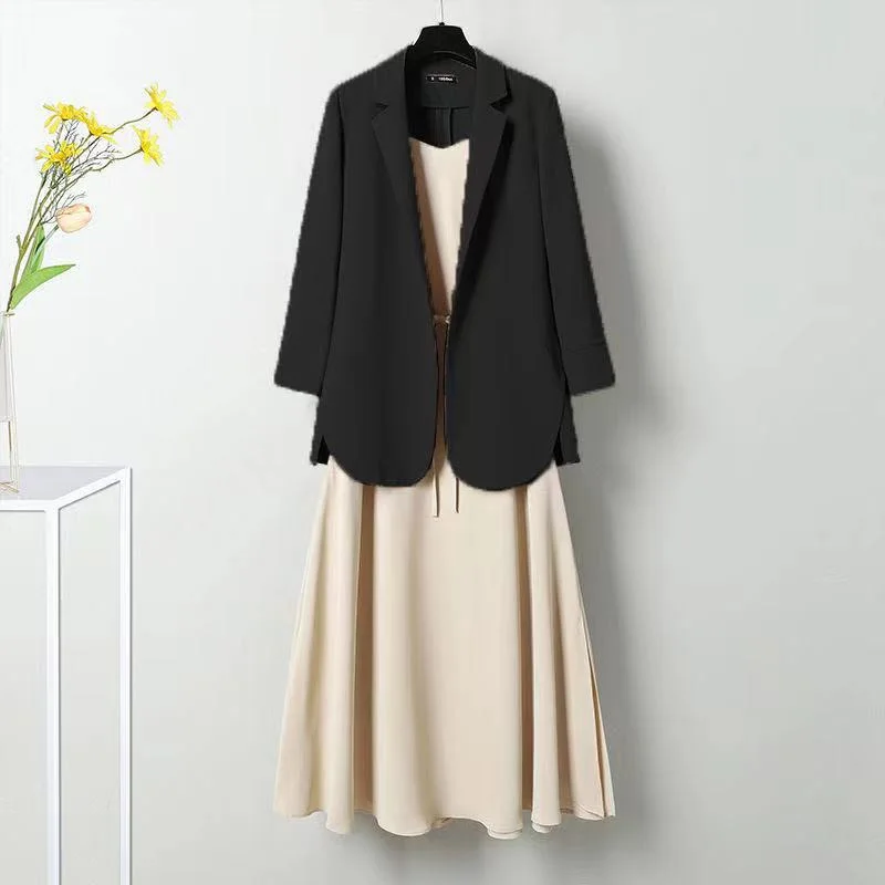 Женский офисный костюм большого размера летняя одежда жакет топ и сарафан