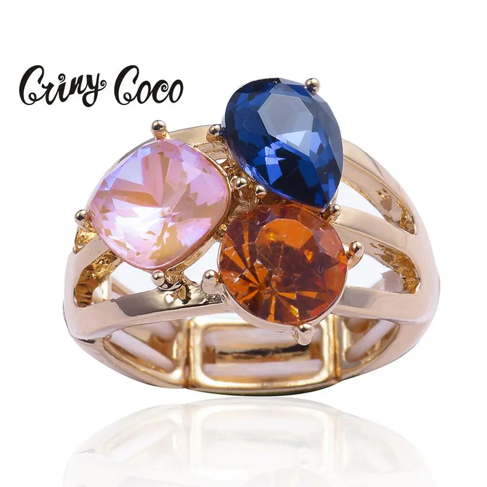 Cring Coco 2020 Модные женские Кристальные кольца высокого качества из сплава с