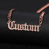 personalized name necklace curb chain stainless steel custom old english font pendant handmade men jewelry for women gifts