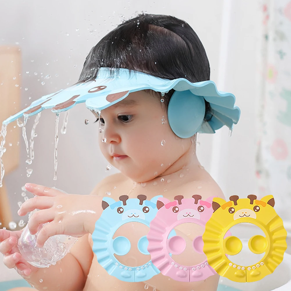 

Ear Protection Travel Portable Wash Hair Home Adjustable EVA For Bathroom Lightweight Soft Kids Baby Shower Cap Cute Shield