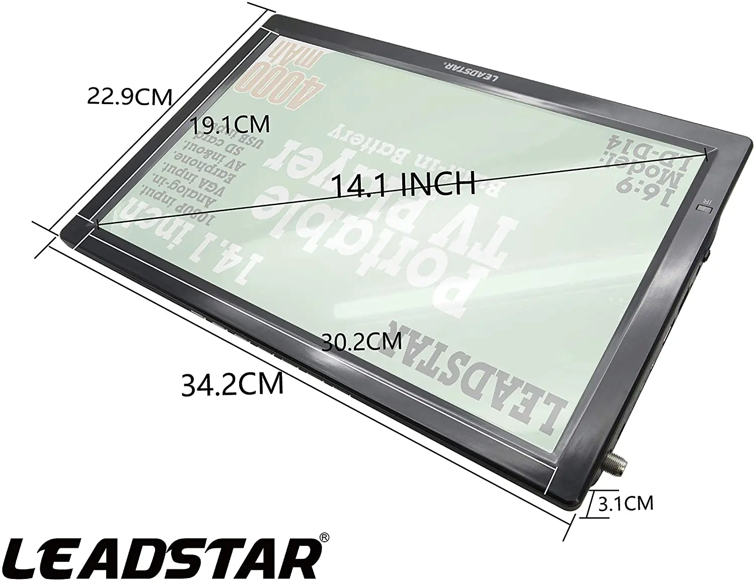 Портативный телевизор LEADSTAR 14 дюймов HD цифровой аналоговый поддержка MP4 AC3 HDin