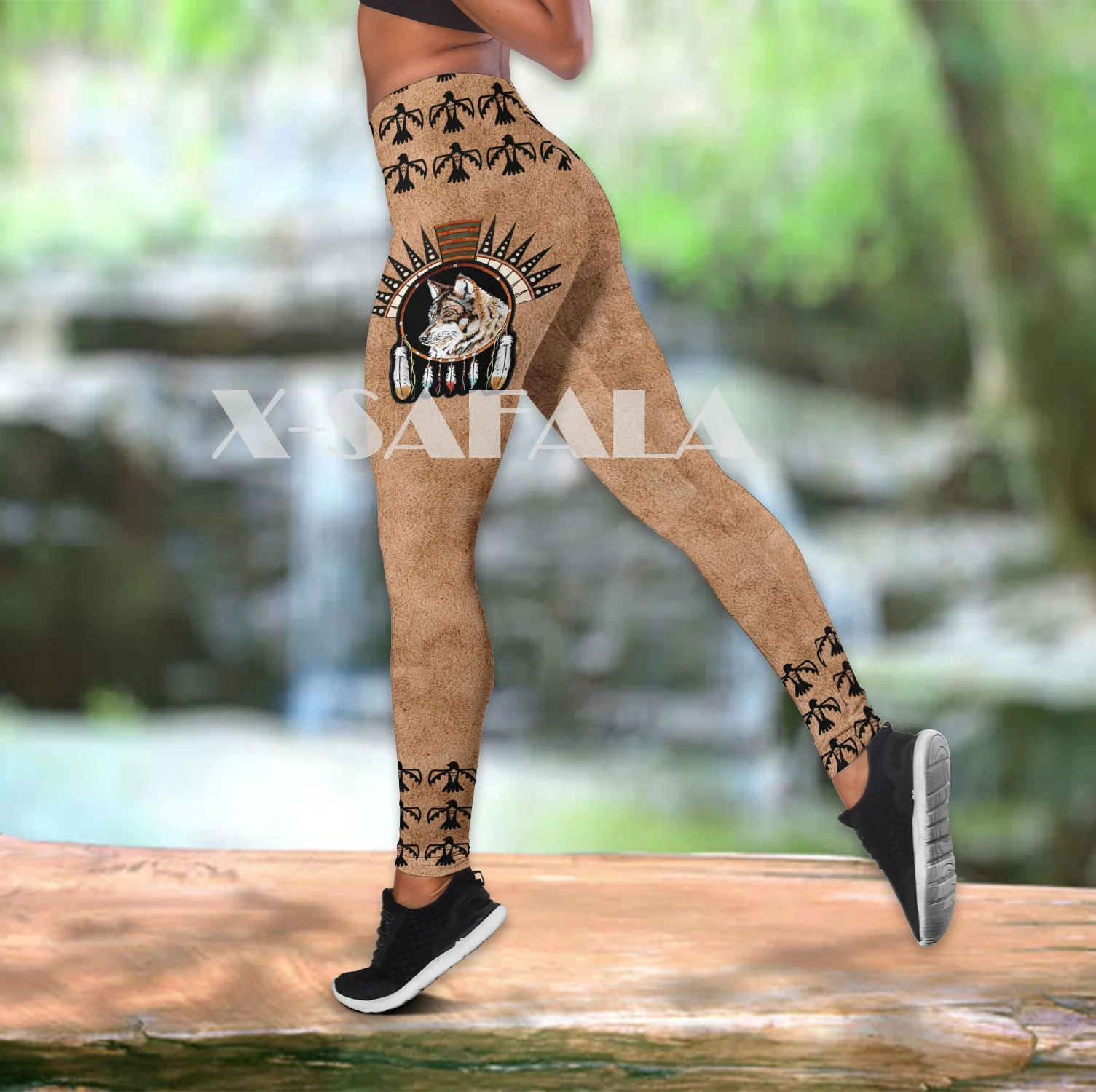 

Native Indian Wolf Animal Art Two Piece Yoga Set Women 3D Print Vest Hollow Out Tank Top High Waist Legging Summer Casual Sport1