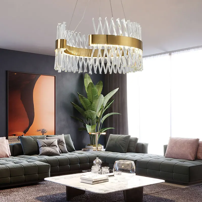 Современные хрустальные подвесные светильники с длинным кабелем простая