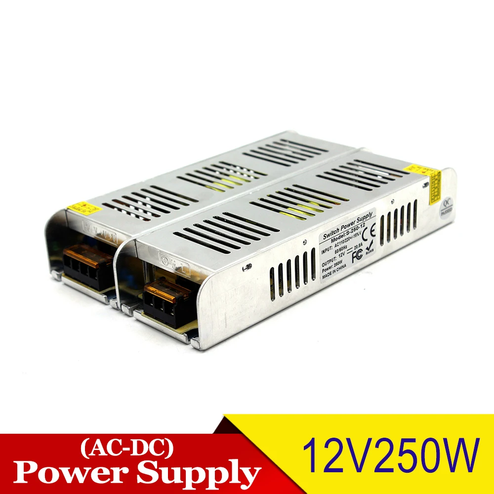 Одиночный выход 12V 20.8A 250W источник питания светодиодный трансформатор 220V AC DC12V SMPS