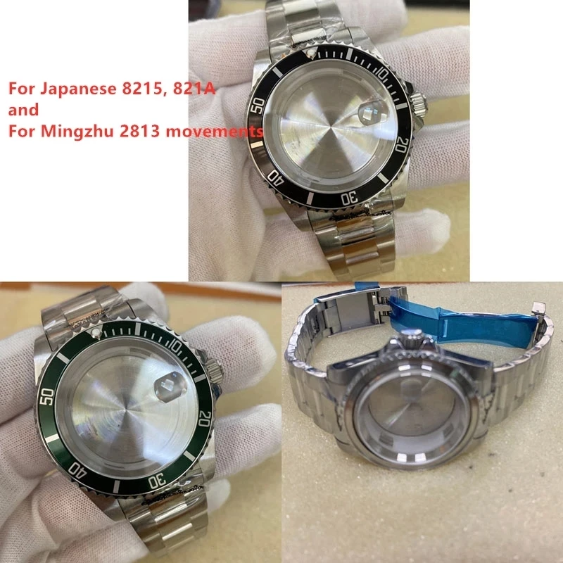 

Watch Accessories 39.5MM Stainless Steel Watch Sapphire Glass Case Strap for 8215 and for Mingzhu 2813 Movement