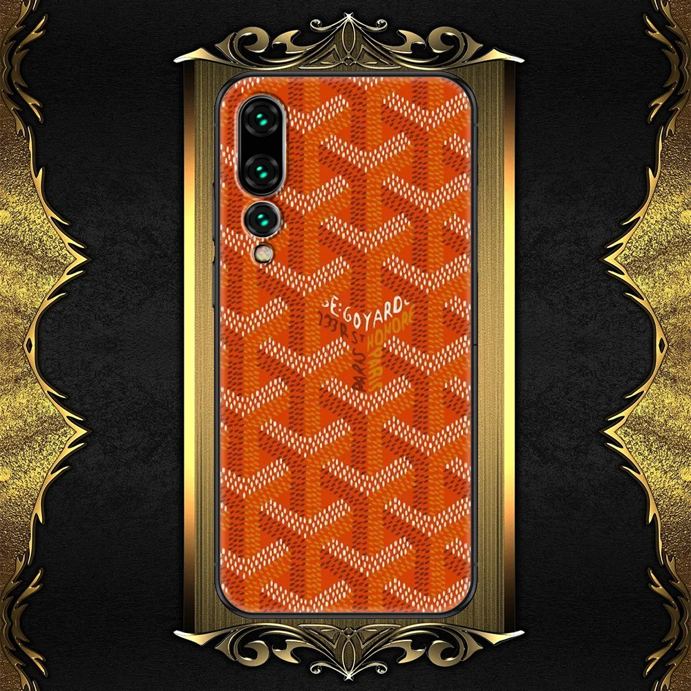 

Box luxury Goyardes Phone case For Huawei P Mate P10 P20 P30 P40 10 20 Smart Z Pro Lite 2019 black silicone waterproof fashion