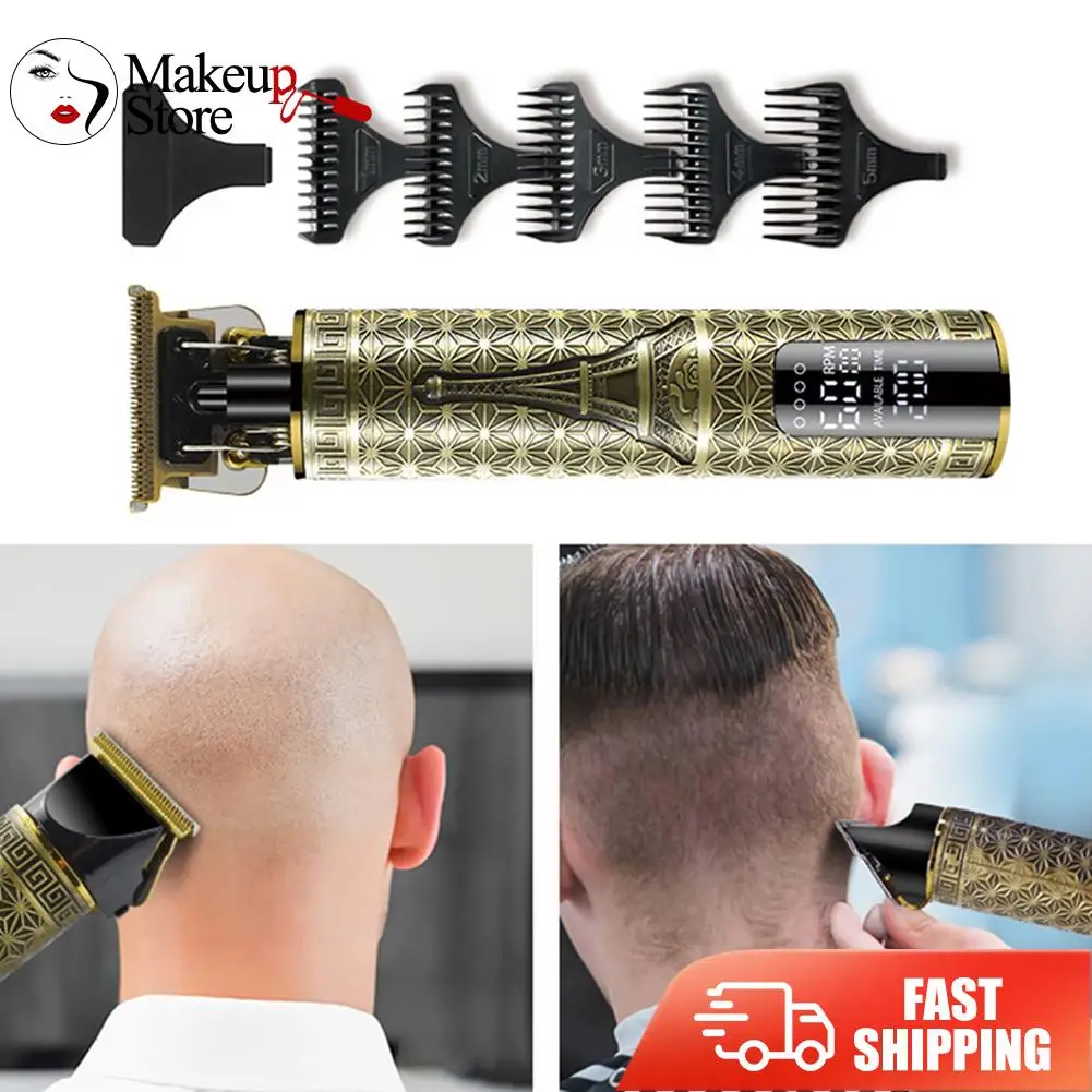 

LCD Electric Hair Beard Clippers Men Cordless Barber Hair Cutting Shaver Carving Oil Head Electric Push Shear Hairdressing Tool