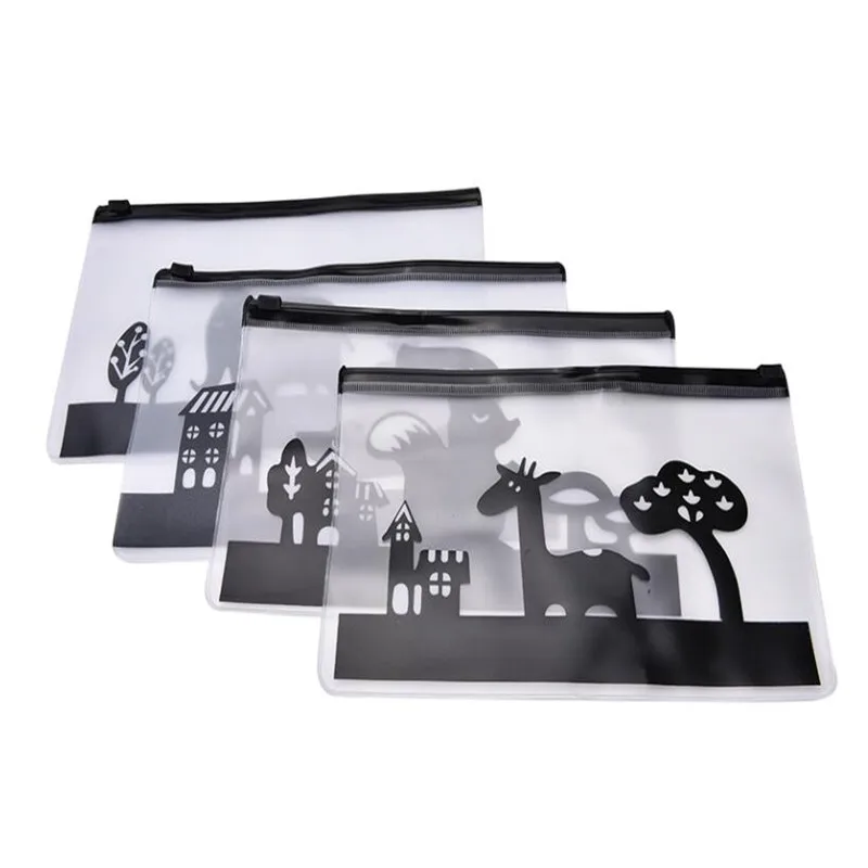 Новые милые кавайные черные прозрачные полихлорвиниловые сумки для файлов на