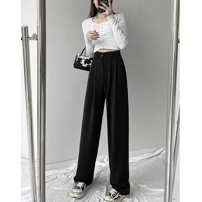 

White Wide Leg Pant Women Spring 2021 Fashion Solid Trousers Women Black Plus Size Streetwear Loose Casual Pants