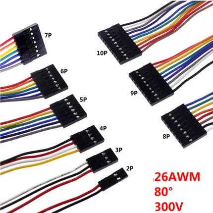 

5 шт. 2/3/4/5/6/7/8/9/10p разъем «Мама-мама» 2,54 мм штекер с 20 см Dupont перемычка провод кабель Dupont