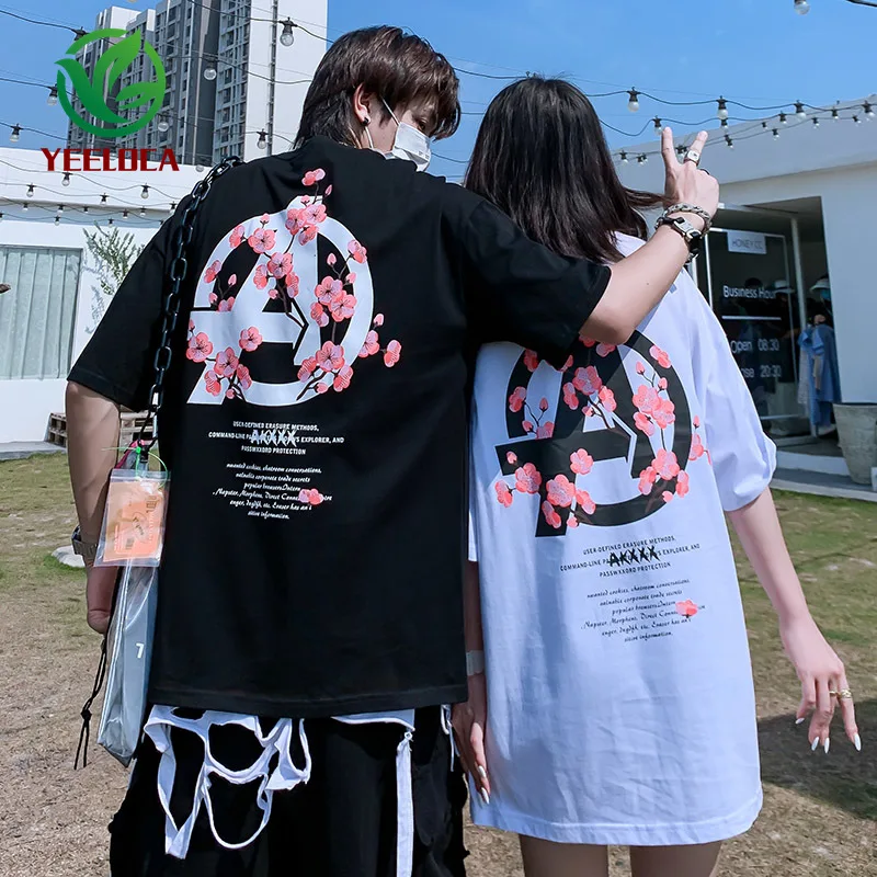 Футболка с цветочным принтом для мужчин и женщин футболка коротким рукавом