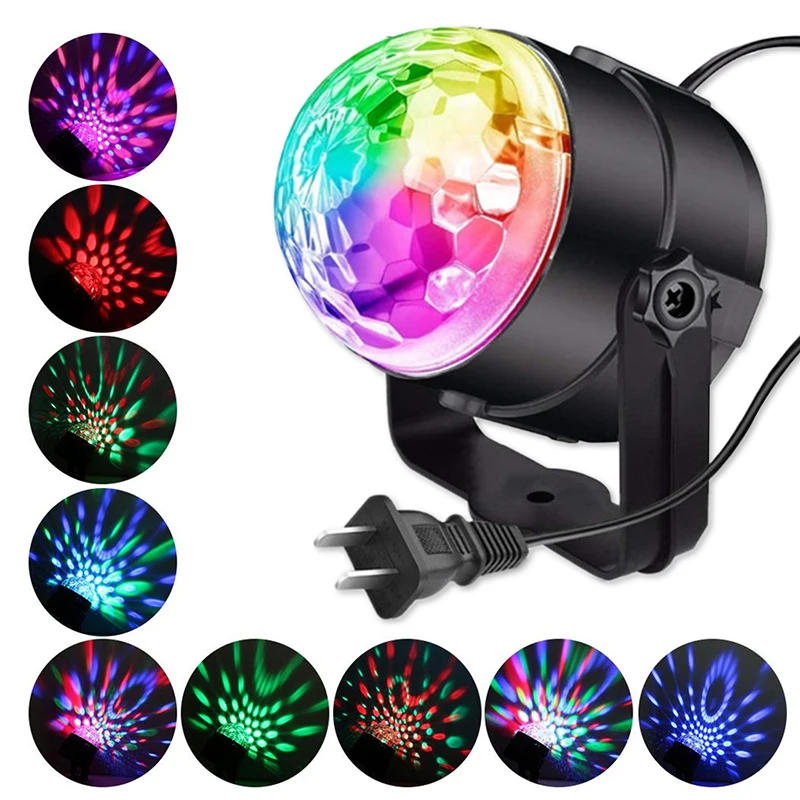 3W LED Party Stage Light RGB Laser Dj Strobe Lamp Christmas Projector Sound Activated Rotating Disco Ball for Dance Floor | Электроника