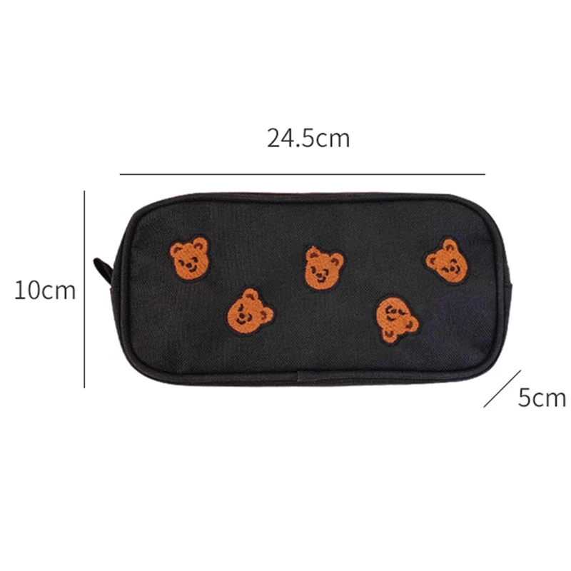 

Kawaii Cartoon Bear Embroidery Pencil Bag Student Large Capacity Handbag Cosmetic Storage Bag Korean Stationery School Supplies