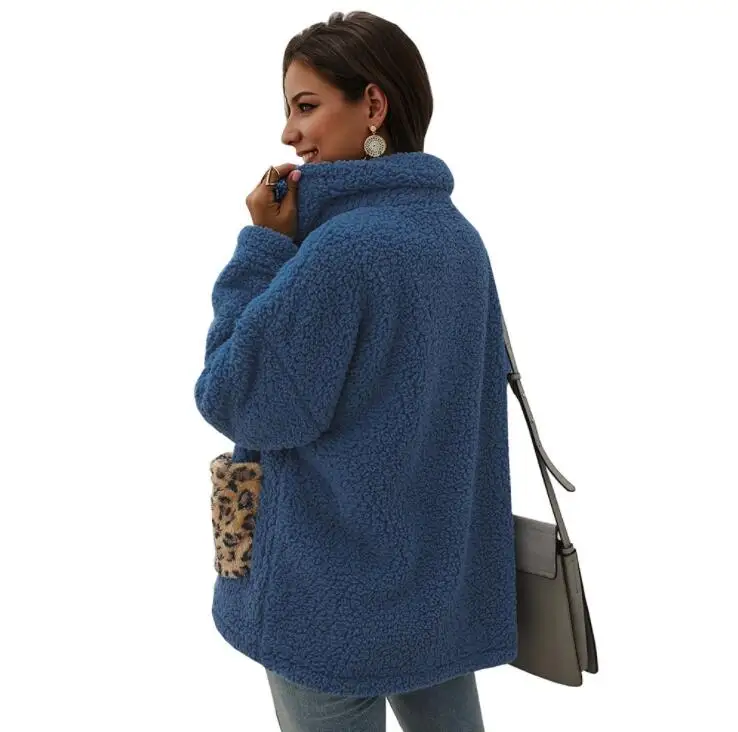 Women's Teddy coat Leopard Patchwork Casual female Faux Fur Coat Autumn Winter Warm Soft Furry Top casaco feminina outwear | Женская