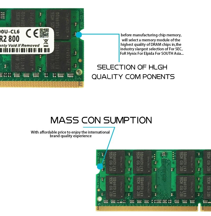 Kanmeiqi оперативная память DDR2 2 Гб PC2-6400u 667/800 МГц памяти ноутбука Тетрадь somidd 1,8 v