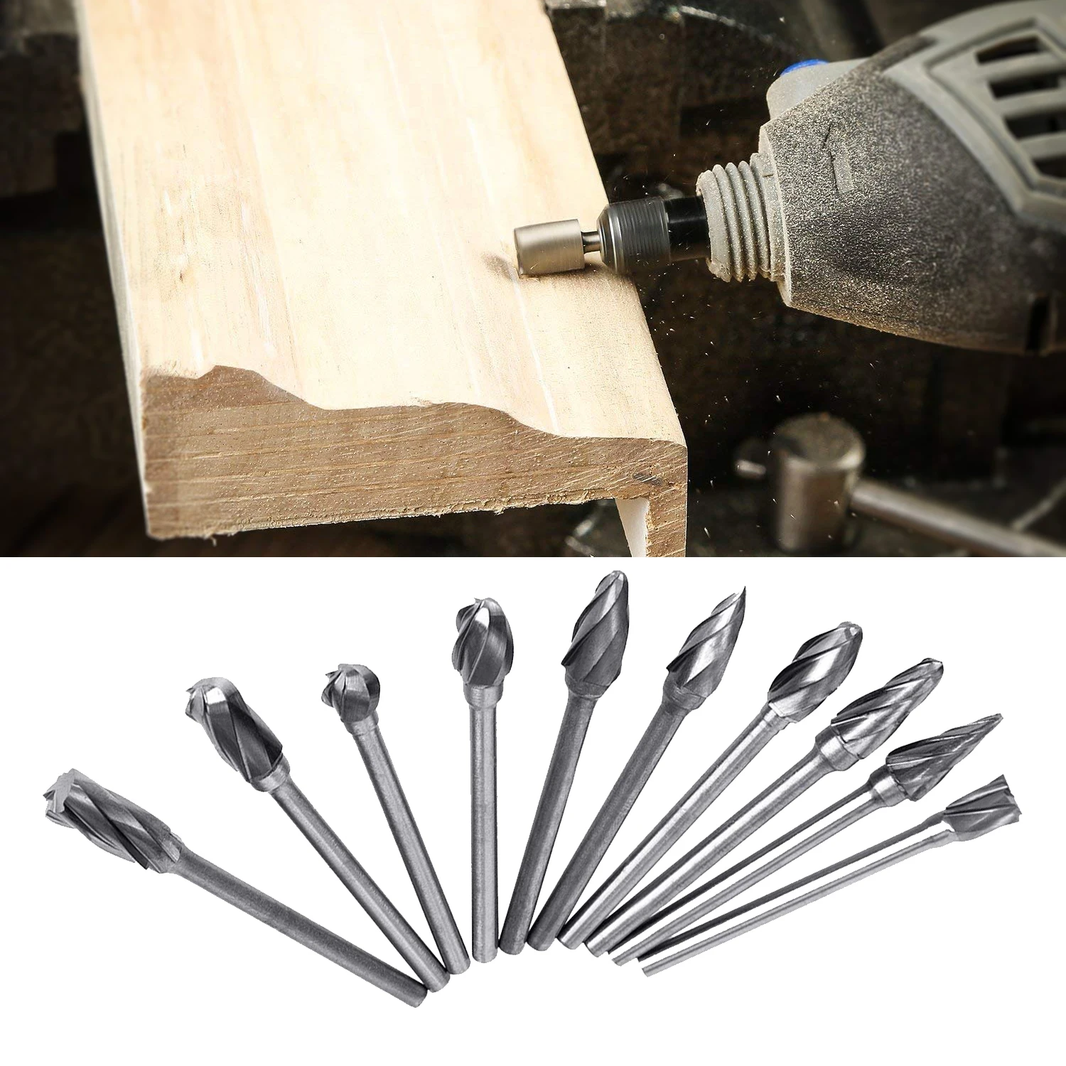 10 шт./компл. 1/8 &quotхвостовик карбида вольфрама фреза Набор роторный инструмент