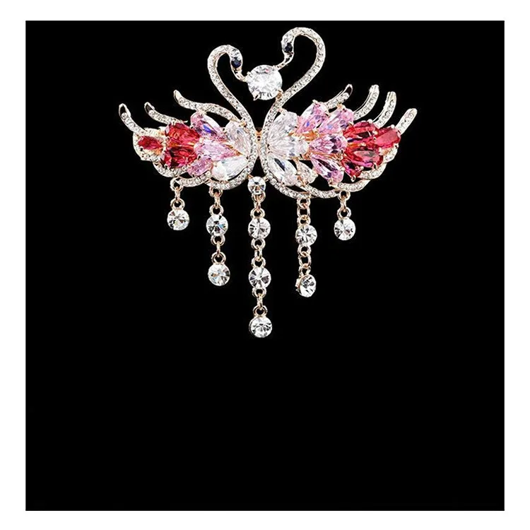 Crystal Swan Decor Hair Top Clip Hair Decor Bridal Hair Accessories Crystal Hair Antique Tassel Hair Clips Accessories Jewelry images - 6