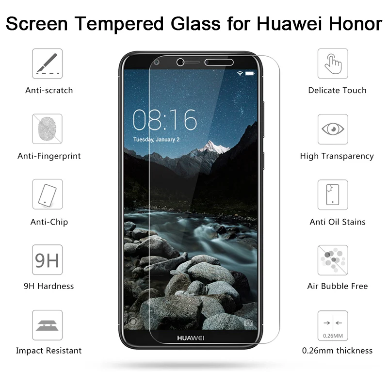 1 шт./2 шт. защитное стекло для Huawei Y7 Prime Y6 Pro Y5 Lite Y3 взрывозащищенная защитная пленка