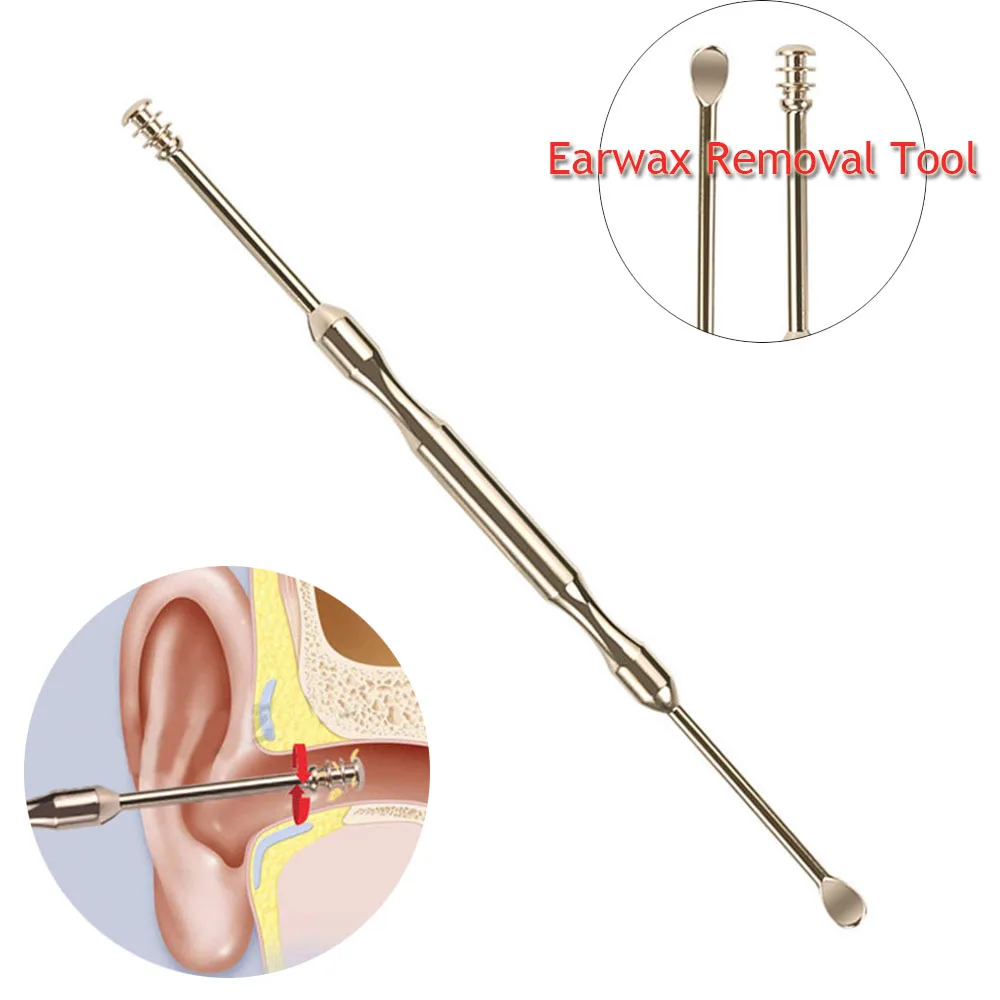 

Golden Ear Cleaner Portable Ear Wax Pick Double Headed Earwax Removal Tool Ears Dig Scoop