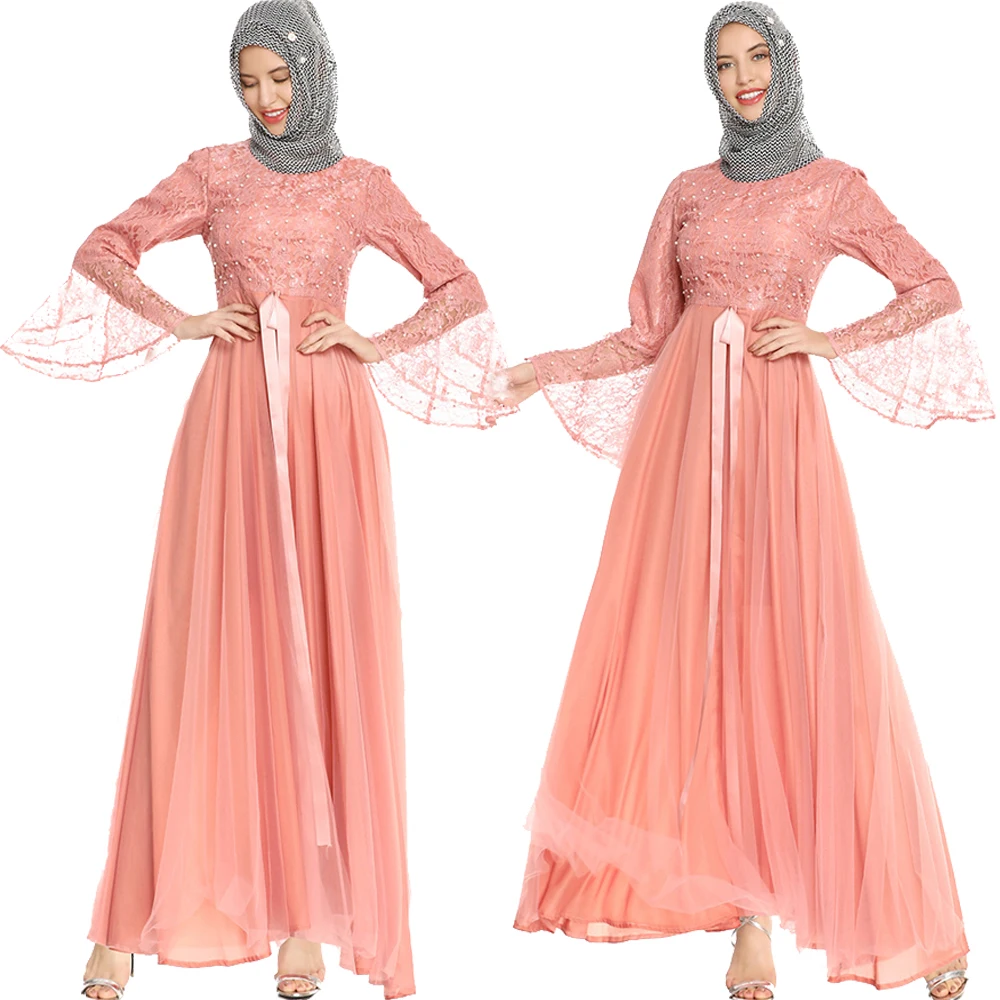 Кружевное длинное коктейльное платье макси турецкий кафтан в Дубае одежда с