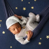 newborn photography clothing mohair infant knot hatjumpsuit 2pcsset baby photo props accessories studio shooting clothes