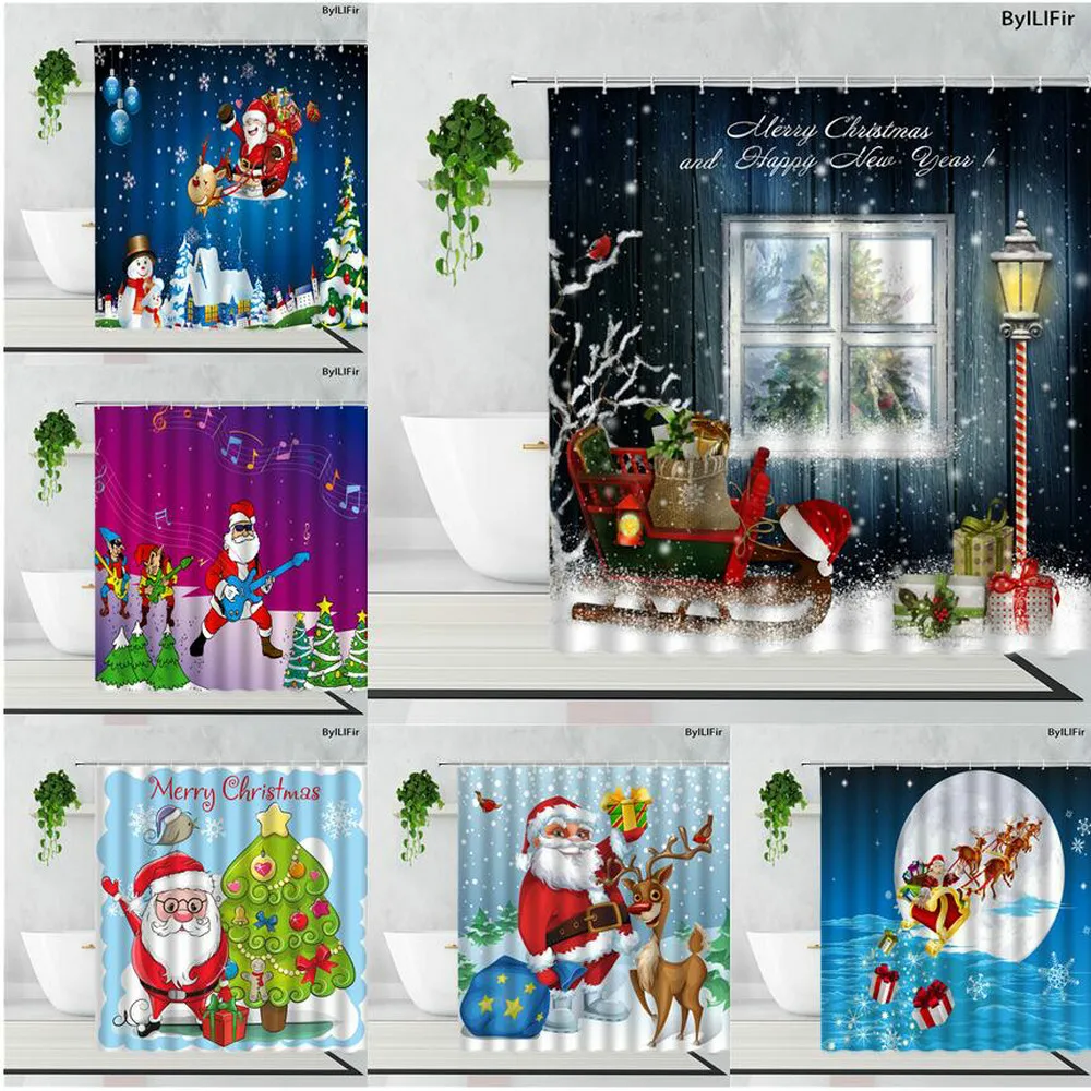 

Занавеска для душа с надписью «Merry Christmas»