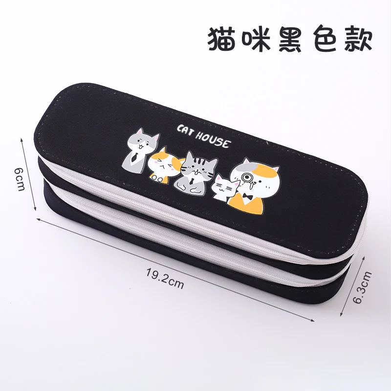 Большой Холщовый двойной чехол для карандашей девочек и мальчиков милый