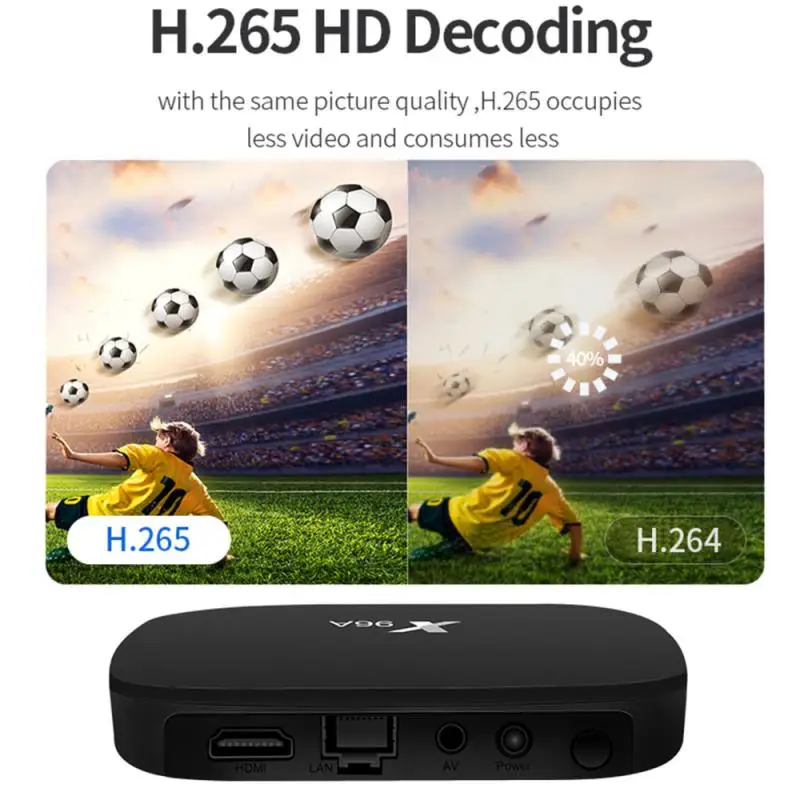 

X96A Android 10.0 TV Box 2.4GHz/5GHz Dual Band WiFi Set-Top TV Box 2GB RAM 16GB ROM 3D 4K HDR10 H.265 Android Set-Top TV Box