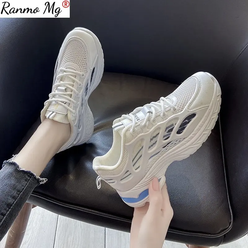 

2021 New Women's Sneakers Casual White Sneakers Mesh Breathable Platform Flat Shoes Vulcanized Chunky Sneakers For Women Shoes