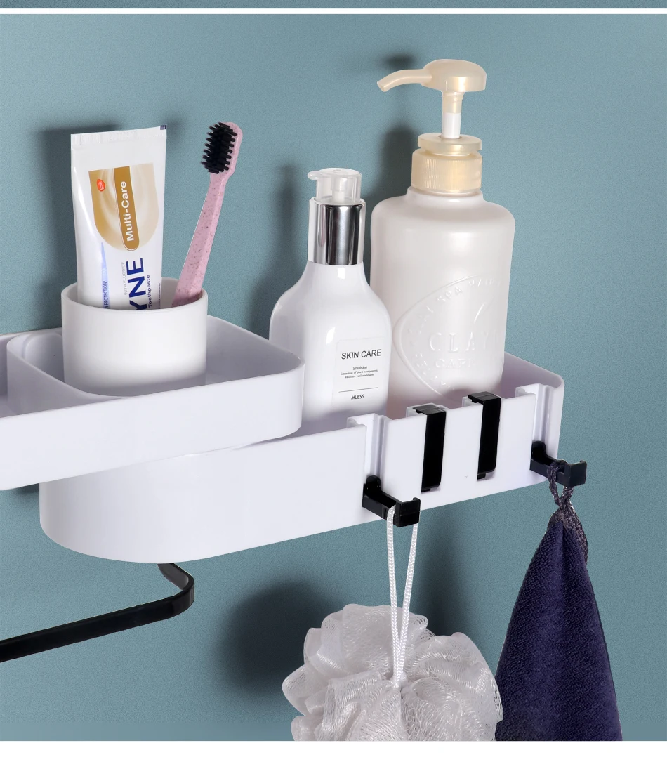 

Bathhroom Shampoo Storage Rack Wall Mounted Kitchen Shelf Household Use