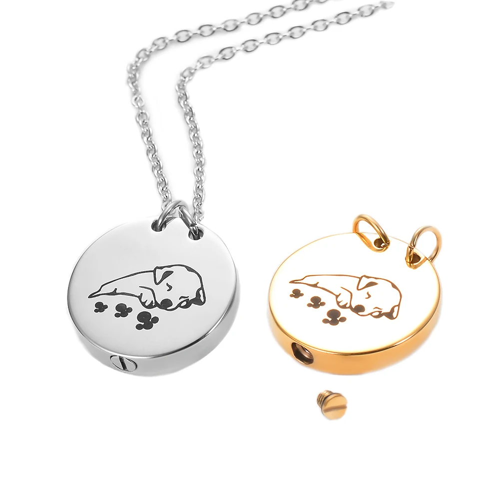 

2 Colors,Pet Cremation Necklace for Ashes Urns Jewelry Stainless Steel Round Dog Cat Keepsake Memorial Urn Pendant Locket