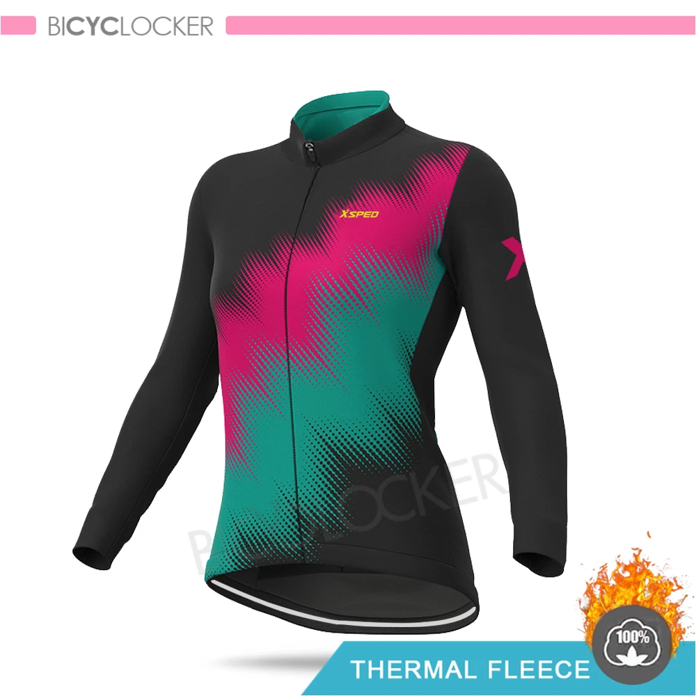 Cycling Jerseys Куртка женская зимняя одежда для велоспорта, комплект из Джерси с длинным рукавом для шоссейного велосипеда, Теплая Флисовая одежда для женщин, костюмы для верховой езды - Color: Cycling Jerseys
