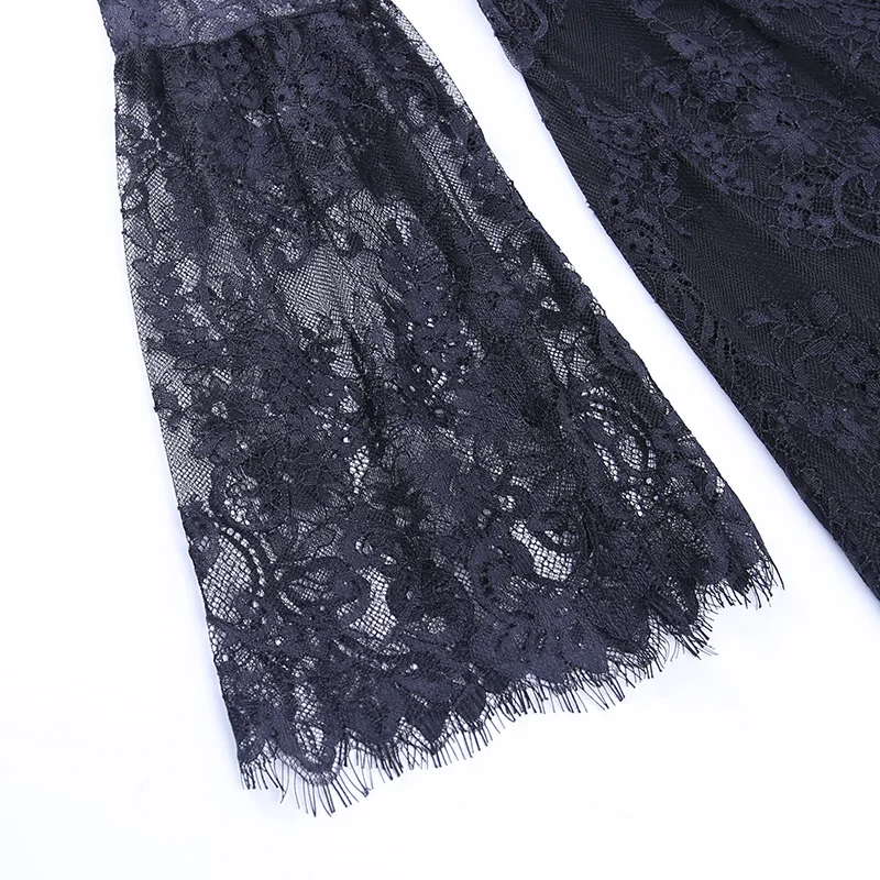 

Women's Mini Dress Autumn Sexy Lace Party Dresses for Women O Neck Spring High Waist Long Sleeve Woman Clothing