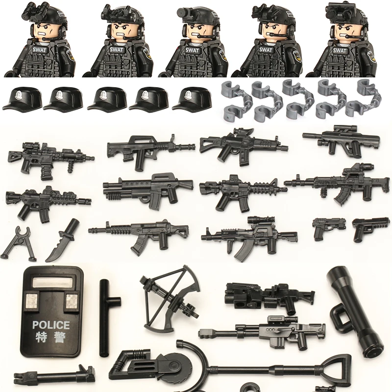 NEW Military Special Forces Gun Modern Soldier Police MOC SWAT City Mini Military Weapons Figures Building Block Mini Brick Toys