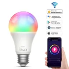 Умная Светодиодная лампа Apple Homekit Siri Alexa Google Home IFTTT с голосовым управлением, беспроводная, Wi-Fi, RGBW, 220 В, E27