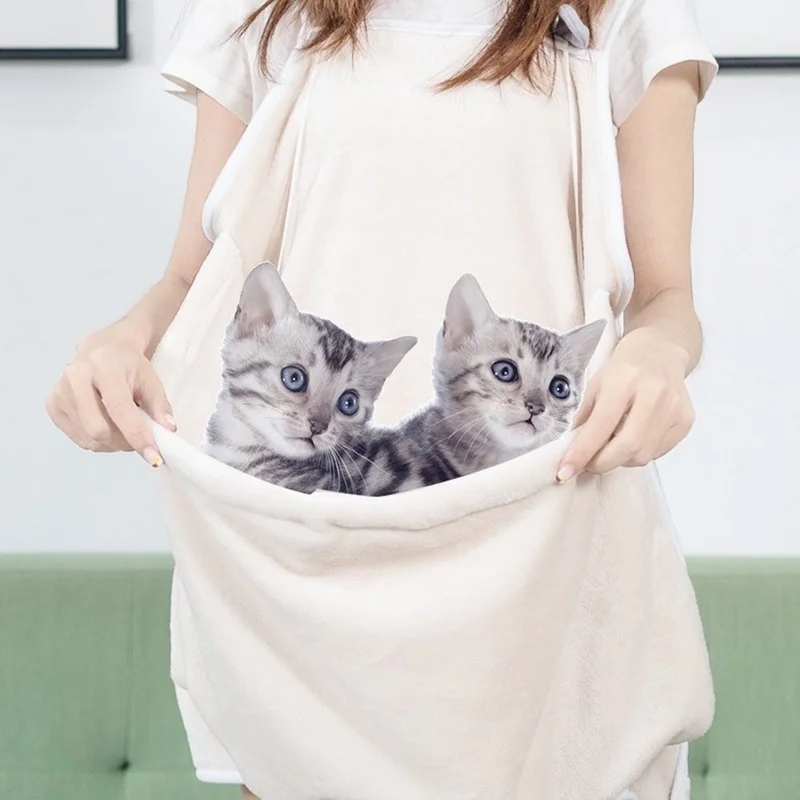 

Coral velvet touch cat suit holding apron anti-sticking wool touch cat clean bag interaction cat backpack cat carrier