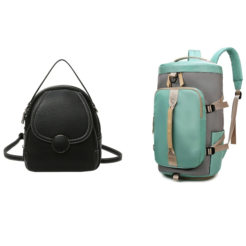 

Women's Fitness Bags Backpacks Fitness Bags Outdoor Backpacks Green & Fashion Ladies Leather Backpack Black