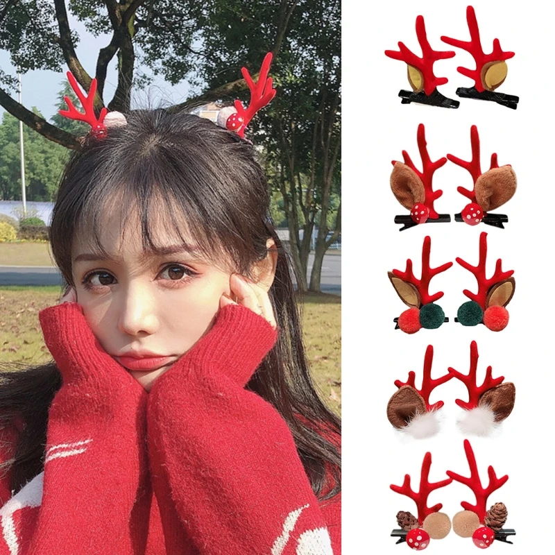 X4YC рождественские фотозажимы олень рог Утконос зажим модный Декор для конского