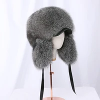 2020 winter unisex 100 real fox fur bomber hat raccoon fur ushanka cap trapper russian ski hats caps real leather thick warm