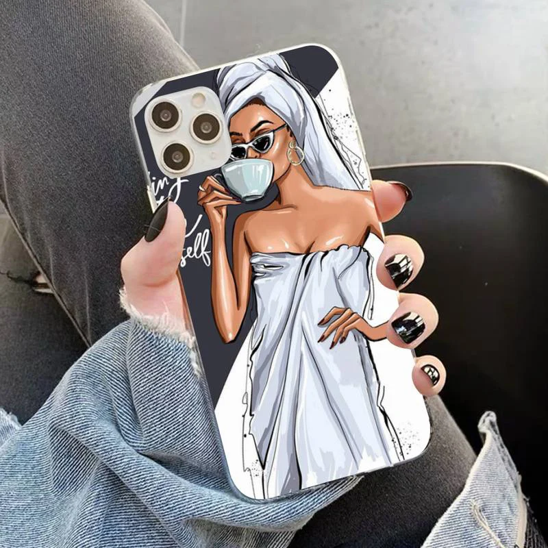 YNDFCNB Princess Female boss coffee Phone Case for iphone 13 11 12 pro XS MAX 8 7 6 6S Plus X 5S SE 2020 XR case